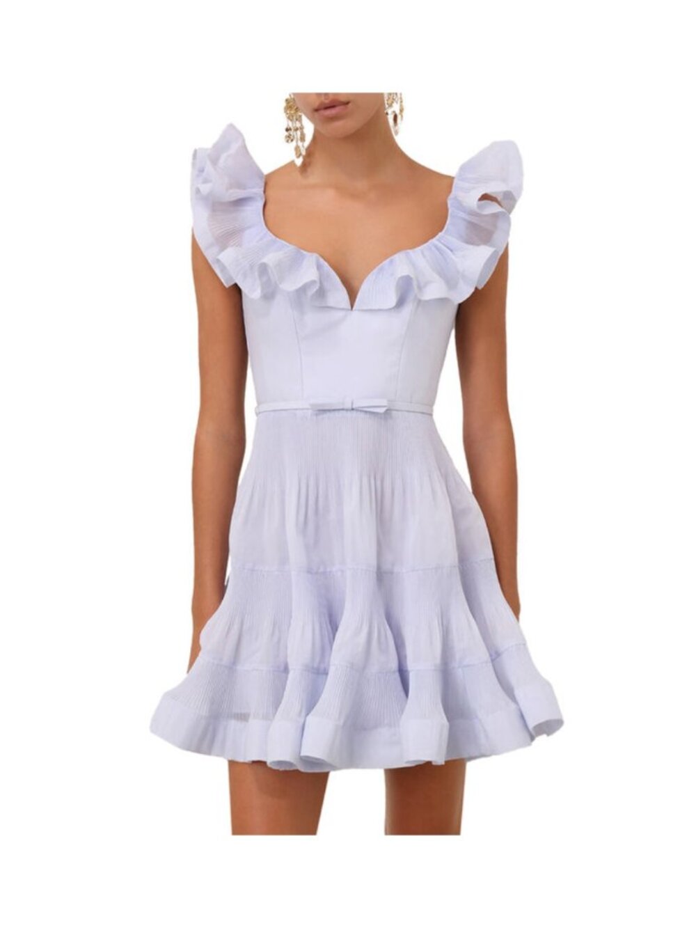 Zimmermann Pleated Frill Mini Dress Light Blue Size 3 US 10